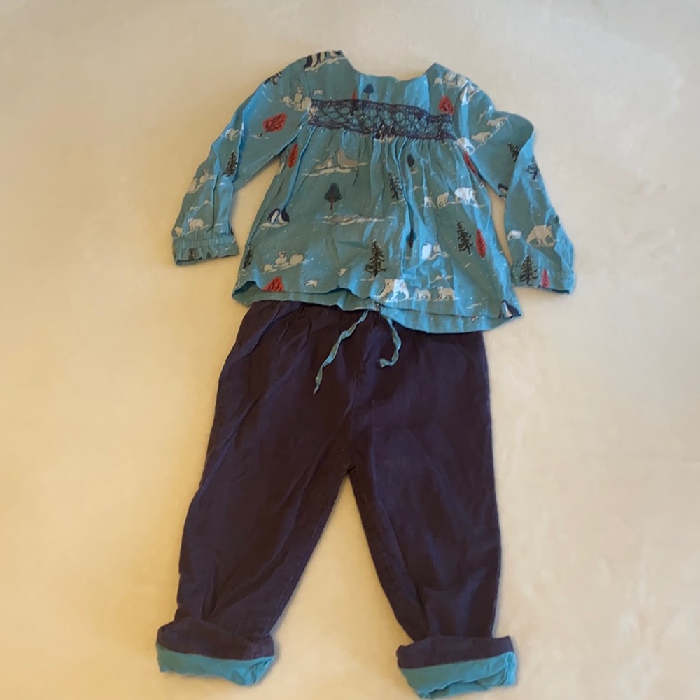 Baby Boden matching shirt and pant set.